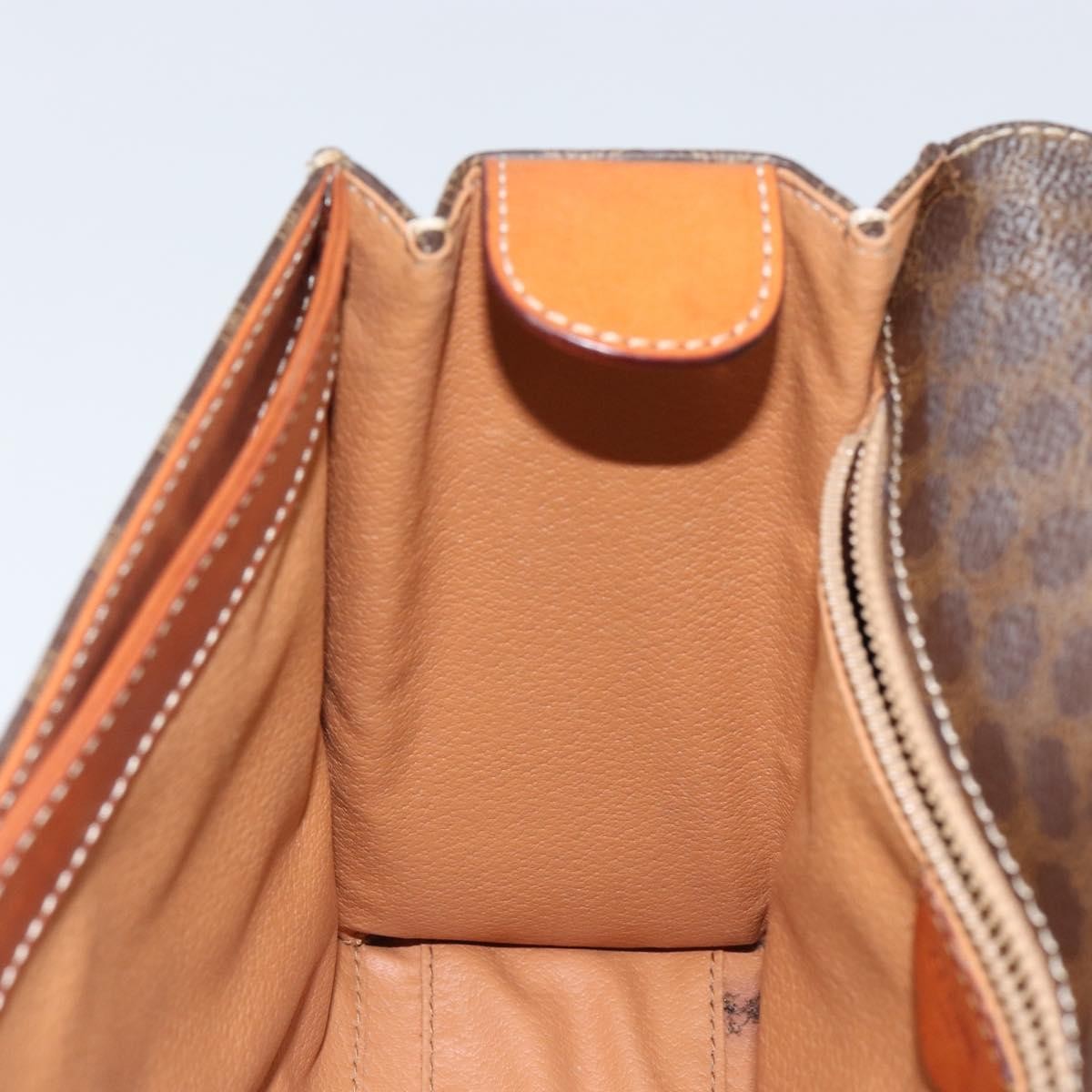 Celine Vintage Macadam Circle Logo Shoulder Bag Canvas and Leather, BROWN, CANVAS, Shoulder bag