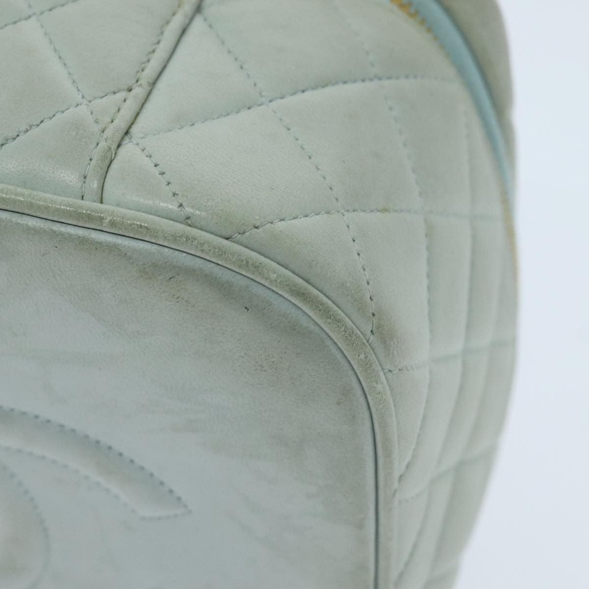 Chanel Cosmetic Case Quilted Lambskin, BLUE, LEATHER, Toiletry Case