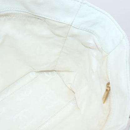 Chanel Vintage Timeless Chain Shoulder Bag Lambskin, WHITE, LEATHER, Tote bag