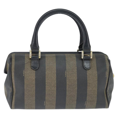 Fendi Vintage Pequin Boston Bag Coated Canvas, BROWN, CANVAS, Handbag