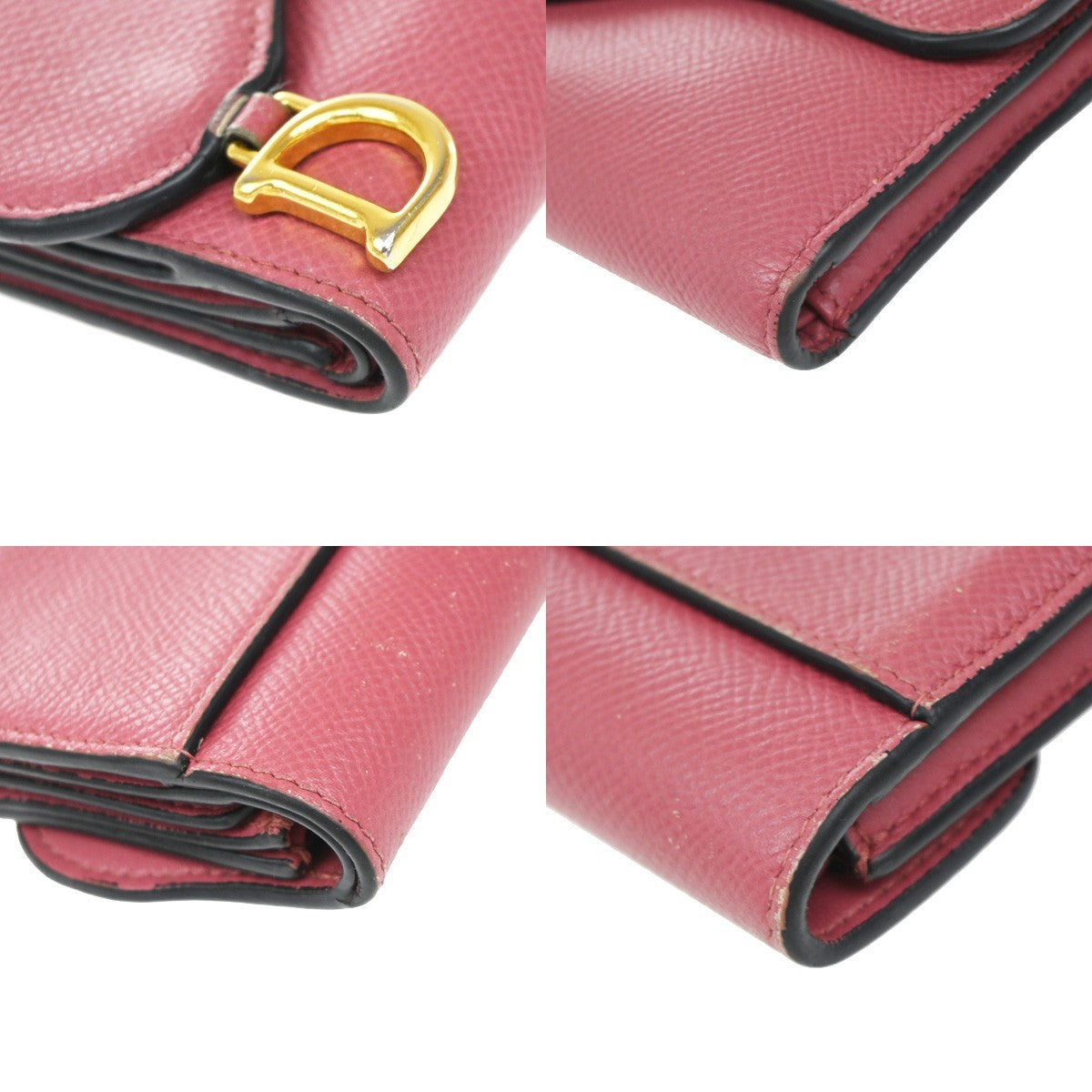 Christian Dior Saddle Trifold Flap Wallet Leather, PINK, LEATHER, Wallets