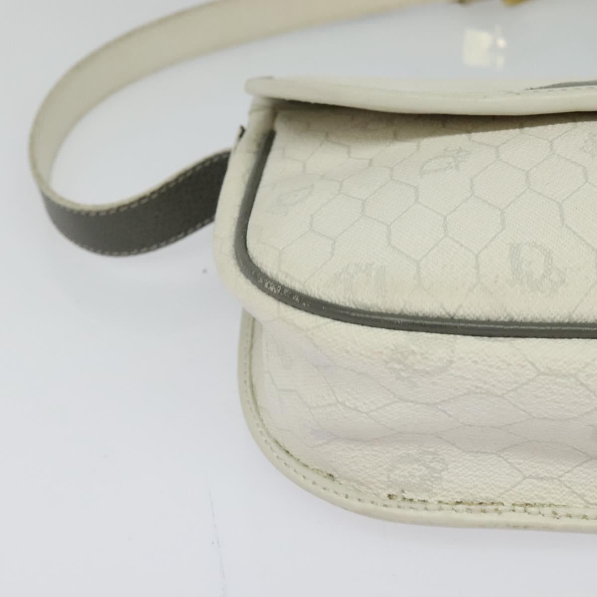 Christian Dior Vintage Honeycomb Flap Crossbody Bag Coated Canvas, WHITE, CANVAS, Crossbody bag