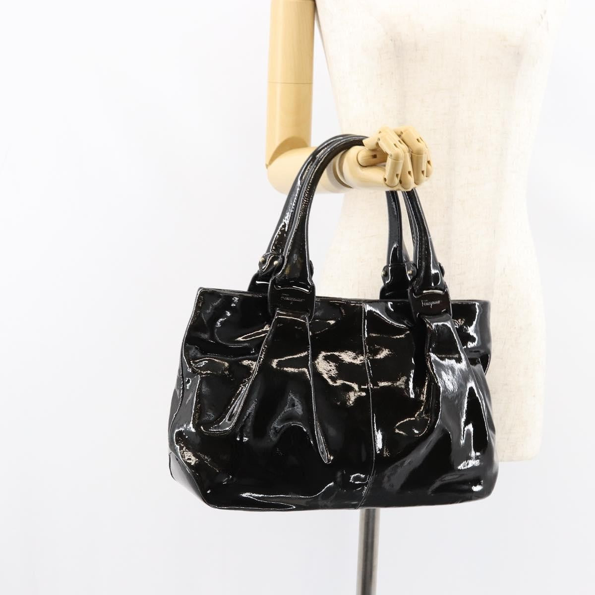 Salvatore Ferragamo Vintage Tote bag Patent Leather, BLACK, PATENT_LEATHER, Tote bag