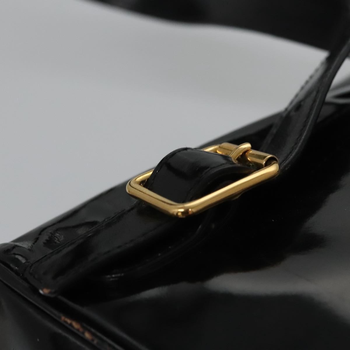 Gucci Vintage Bamboo Backpack Patent, Black, Patent Leather, Backpack
