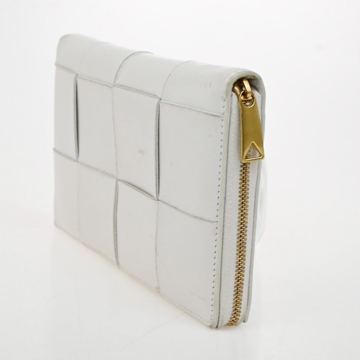 Bottega Veneta Cassette Zip Around Wallet Maxi Intrecciato Leather, WHITE, LEATHER, Wallets