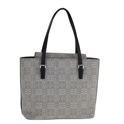 Burberry Nova Check Tote Canvas and Leather, GRAY, CANVAS, Tote bag
