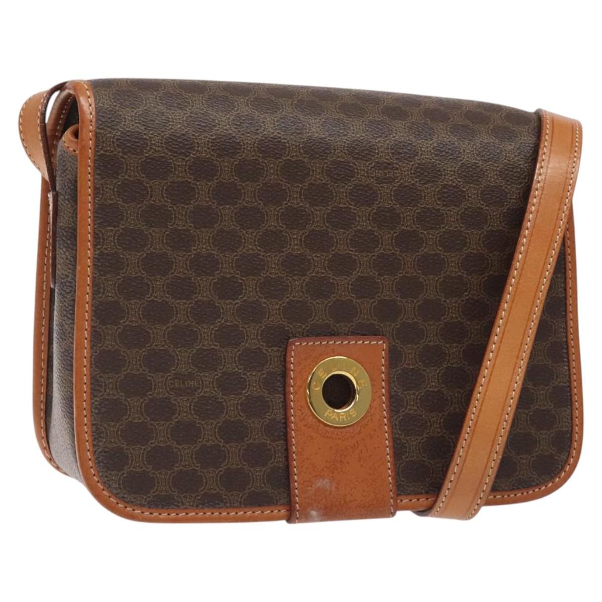 Celine Macadam Shoulder Bag PVC Leather, BROWN, CANVAS, Shoulder bag