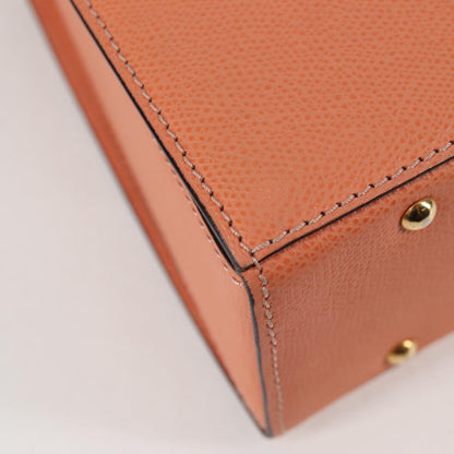 Celine Vintage Convertible Turnlock Top Handle Bag Leather, ORANGE, LEATHER, Handbag