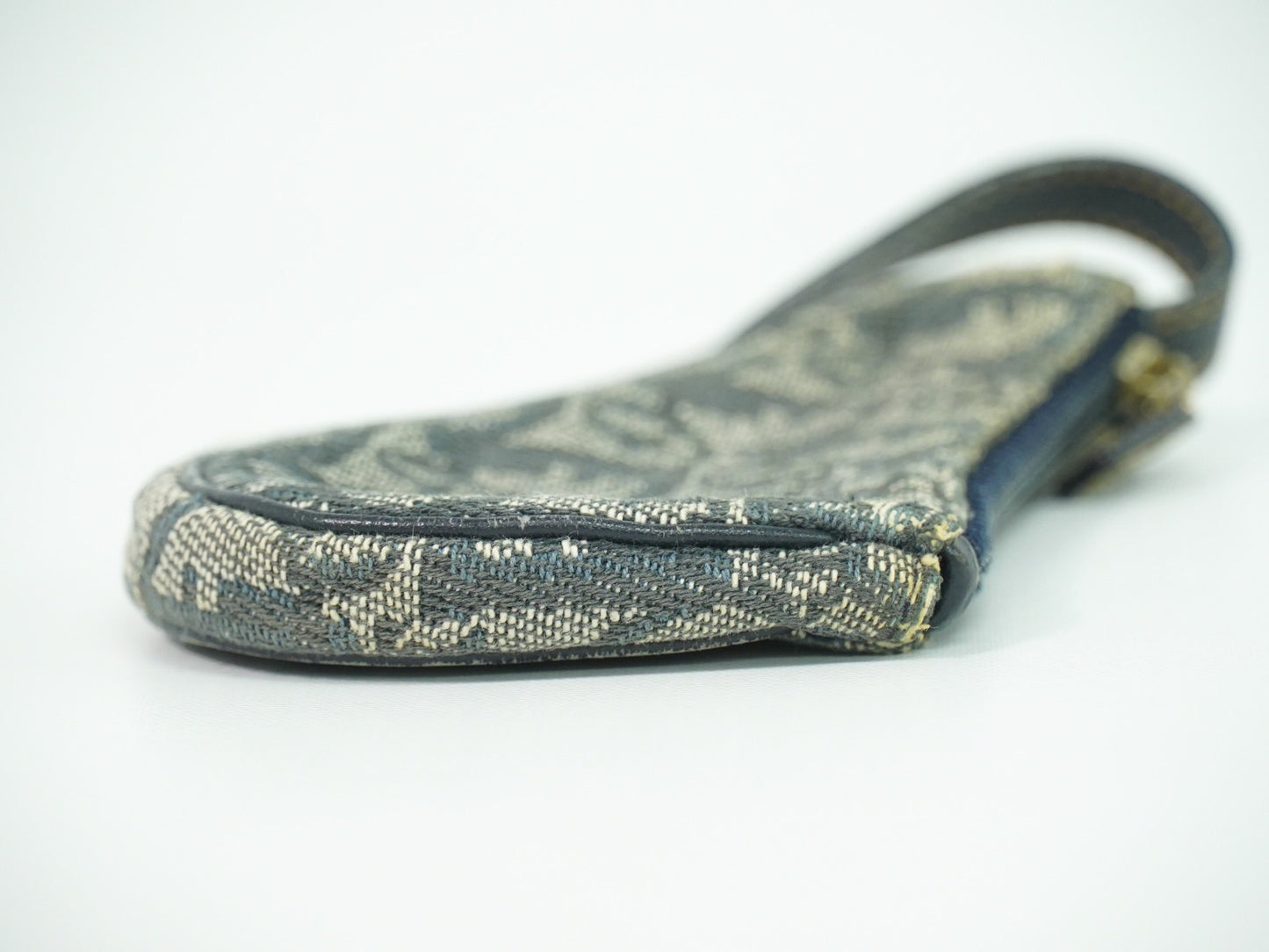 Christian Dior Vintage Saddle Zip Coin Purse Diorissimo Canvas, NAVY, CANVAS, Clutche & pouche