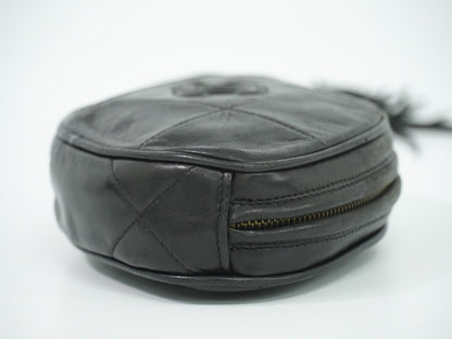 Chanel Vintage Diamond CC Tassel Clutch Quilted Lambskin, BLACK, LEATHER, Clutche & pouche