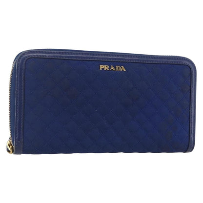 Prada Zip Around Organizer Wallet Saffiano Leather with Applique, BLUE, LEATHER, Wallets