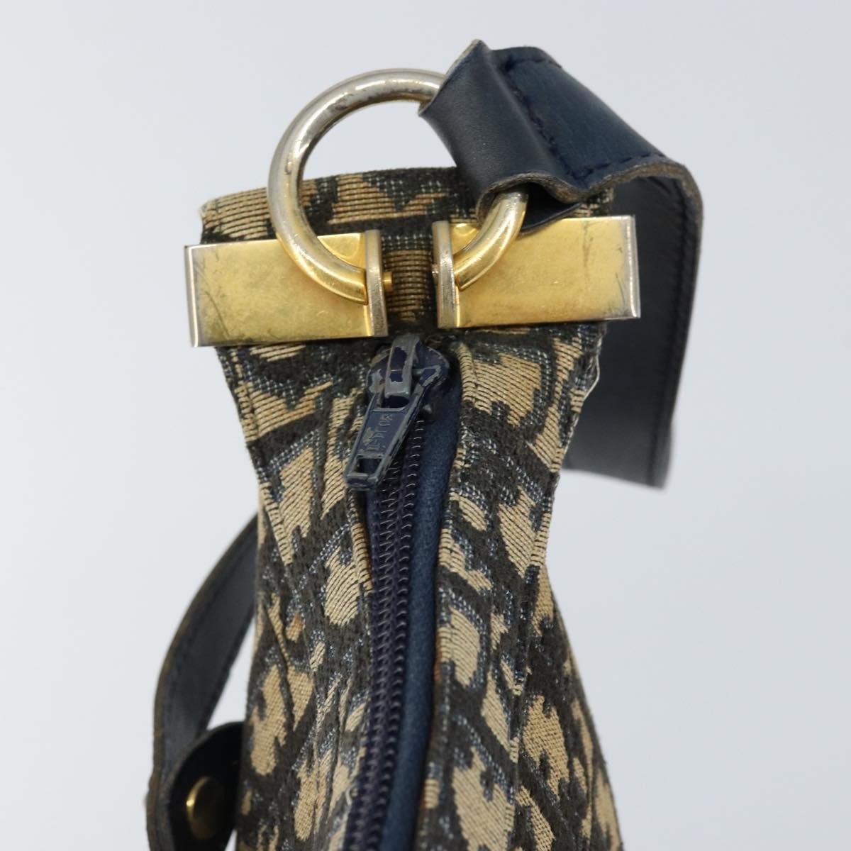 Christian Dior Vintage Trotter Shoulder Bag Canvas, NAVY, CANVAS, Shoulder bag