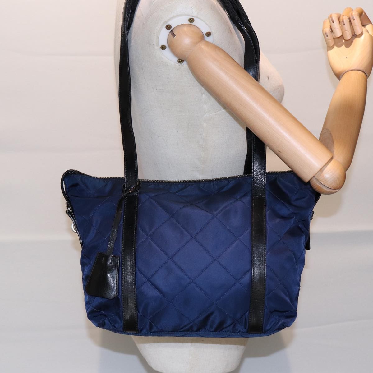 Prada Vintage Shoulder Bag Quilted Tessuto, NAVY, NYLON, Shoulder bag