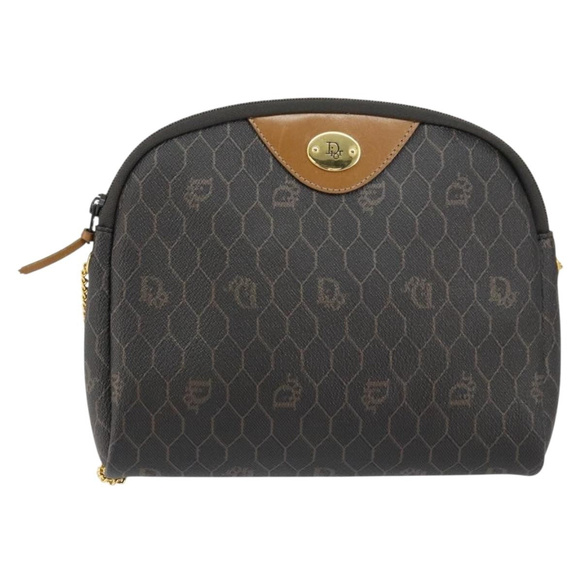 Christian Dior Vintage Honeycomb chain Canvas, BLACK, CANVAS, Shoulder bag