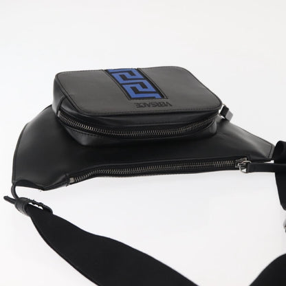 Versace Crossbody Pouch Studded Leather, BLACK, LEATHER, Clutche & pouche