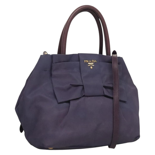 Prada Bow Tote Tessuto, PURPLE, NYLON, Handbag