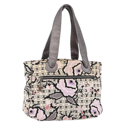 Chanel Vintage Floral Tote Canvas, BEIGE, CANVAS, Tote bag