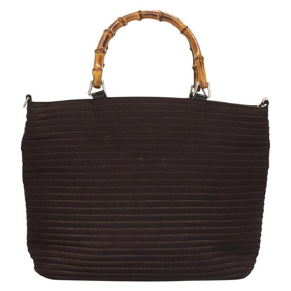 Gucci Vintage Bamboo Handle Tote Nylon, BROWN, SYNTHETIC, Tote bag
