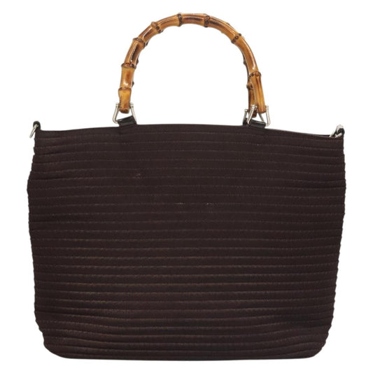 Gucci Vintage Bamboo Handle Tote Nylon, BROWN, SYNTHETIC, Tote bag
