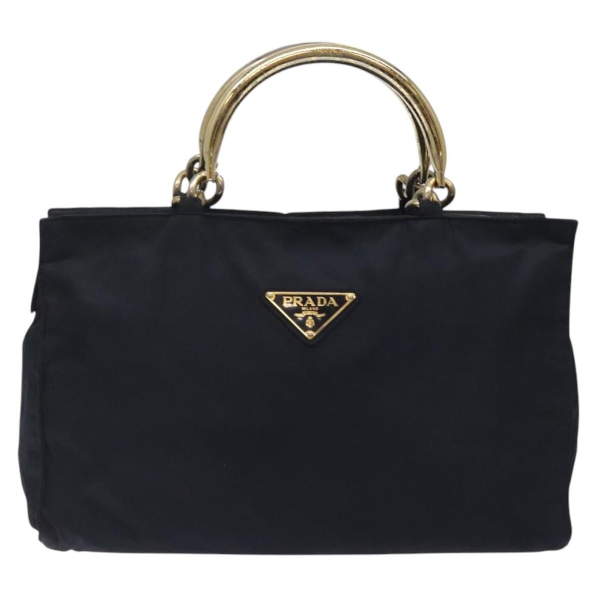 Prada Metal Handles Tote Tessuto, NAVY, NYLON, Tote bag