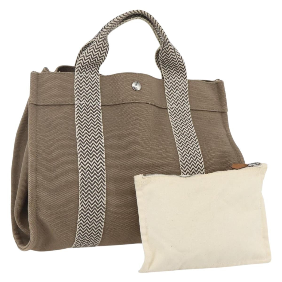 Hermes Cannes Tote Toile Canvas, BEIGE, COTTON, Tote bag