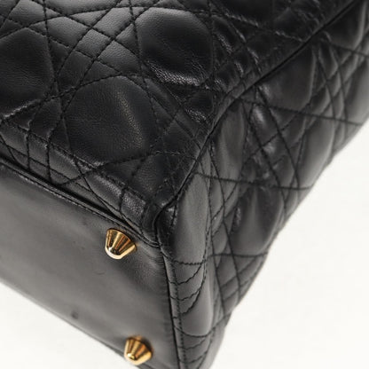 Christian Dior Vintage Lady Dior Bag Cannage Quilt Lambskin, BLACK, LEATHER, Handbag