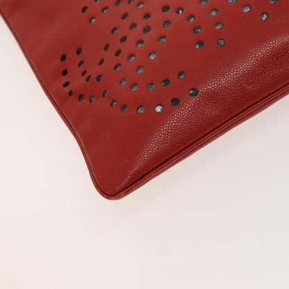 Chanel Triple CC Chain Shoulder Bag Caviar Leather, RED, LEATHER, Shoulder bag