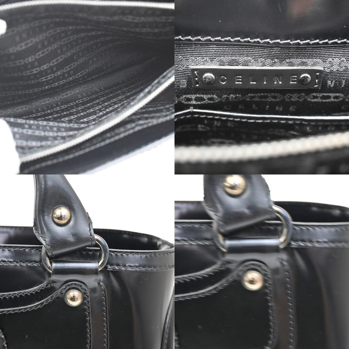 Celine Boogie Satchel Leather, BLACK, LEATHER, Tote bag