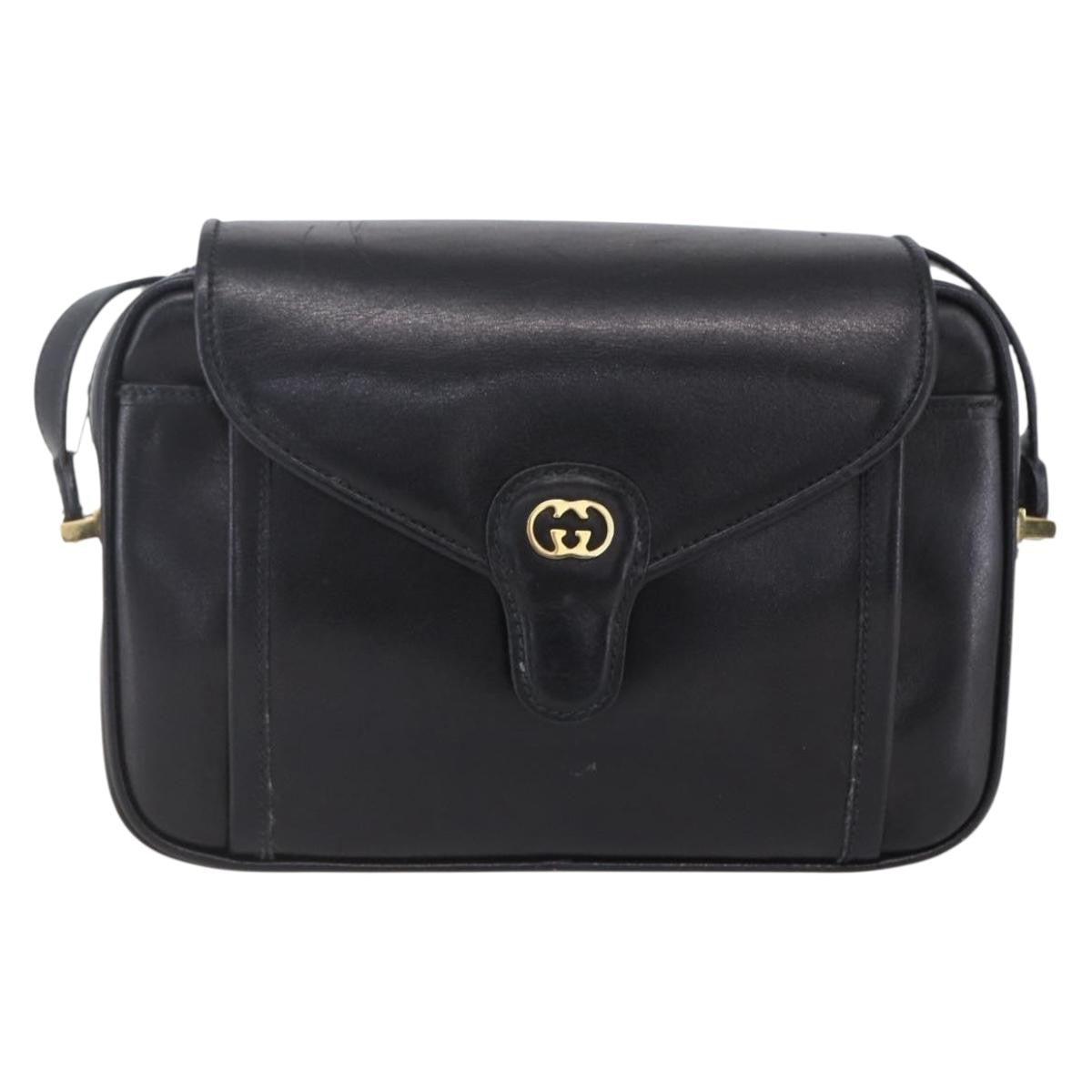 Gucci Vintage Shoulder Bag Leather, BLACK, LEATHER, Shoulder bag