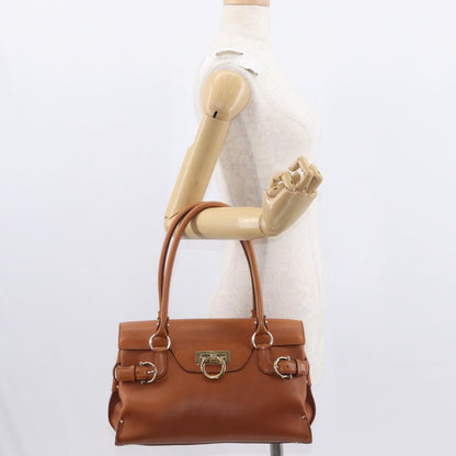 Salvatore Ferragamo Virna Satchel Leather, BROWN, LEATHER, Shoulder bag