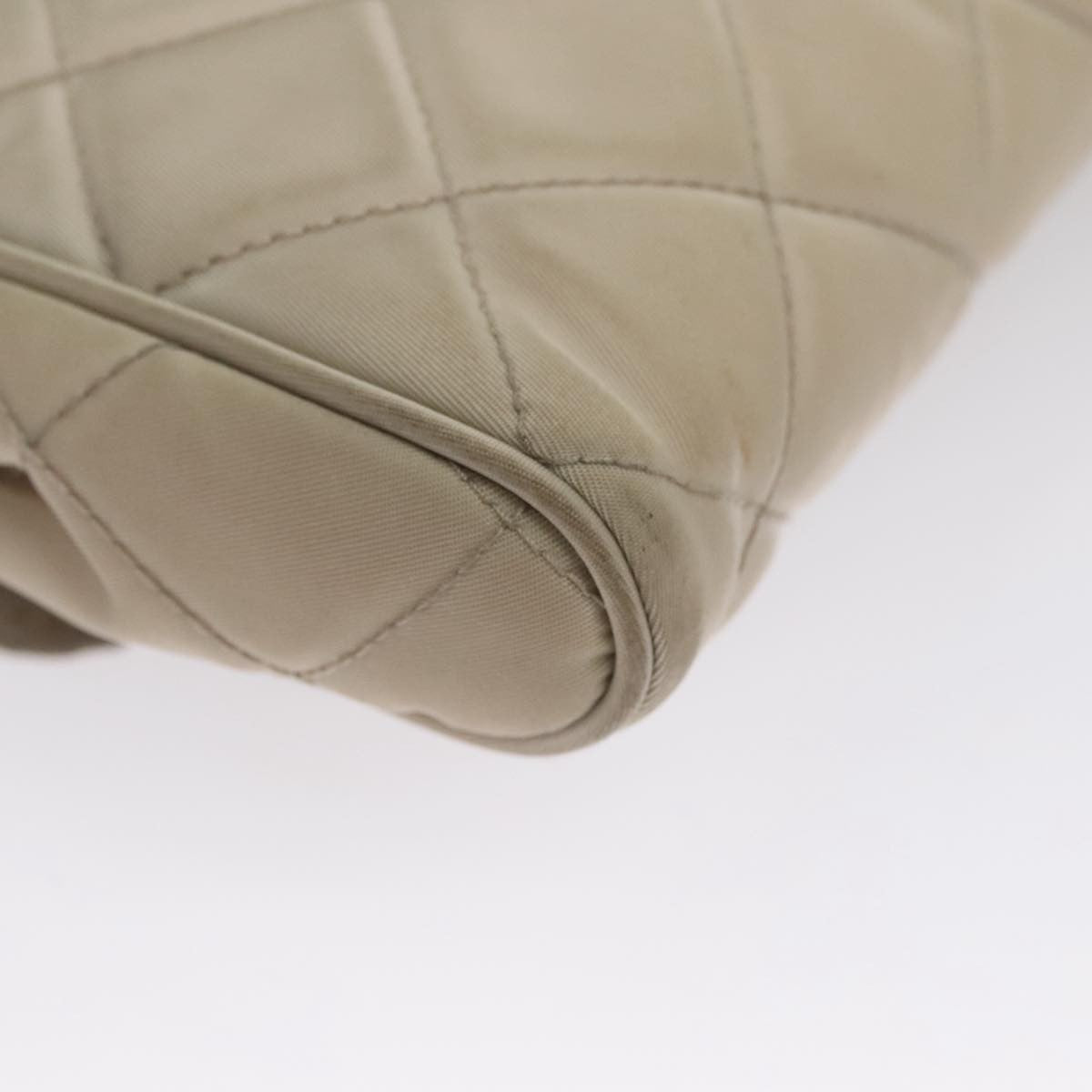 Prada Pushlock Chain Flap Bag Quilted Tessuto, BEIGE, NYLON, Shoulder bag