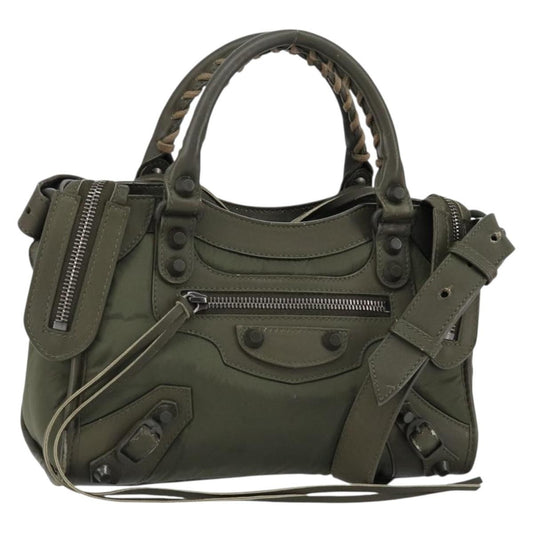 Balenciaga City Classic Studs Bag Leather, KHAKI, LEATHER, Handbag