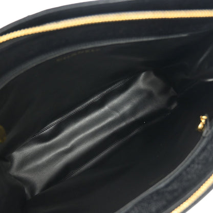Chanel Vintage Zip Shoulder Bag Chevron Caviar, Black, Calfskin, Shoulder Bag