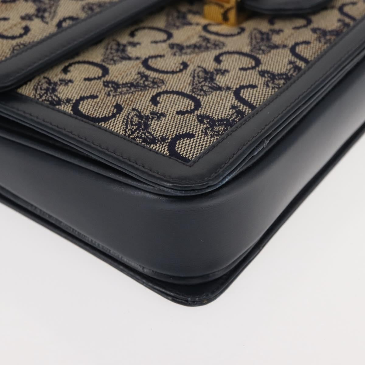 Celine C Sulky Shoulder bag Canvas and Leather, NAVY, CANVAS, Shoulder bag