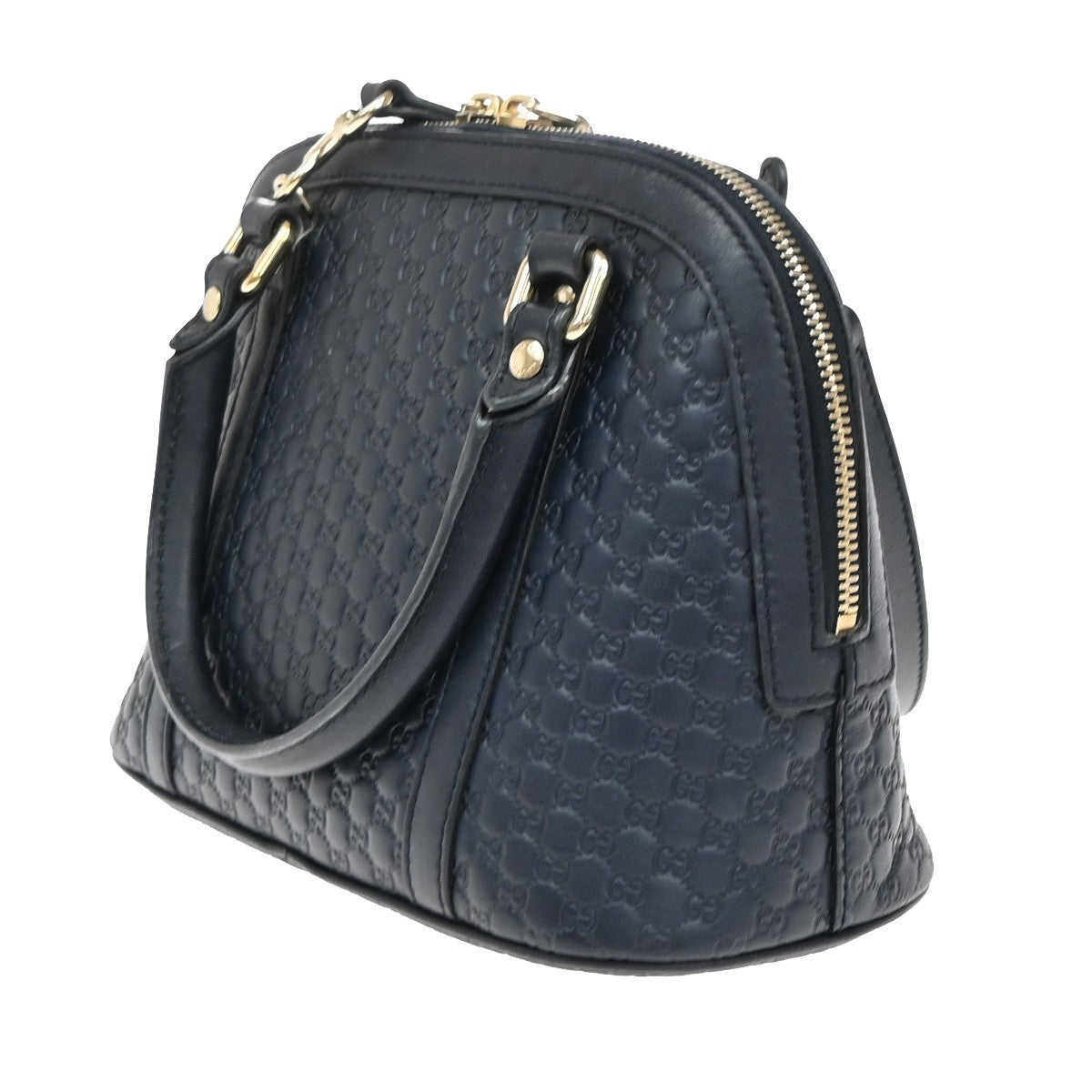 Gucci Convertible Dome Satchel Microguccissima Leather, NAVY, LEATHER, Handbag