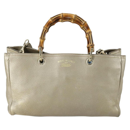 Gucci Bamboo Shopper Tote Leather, BEIGE, LEATHER, Tote bag