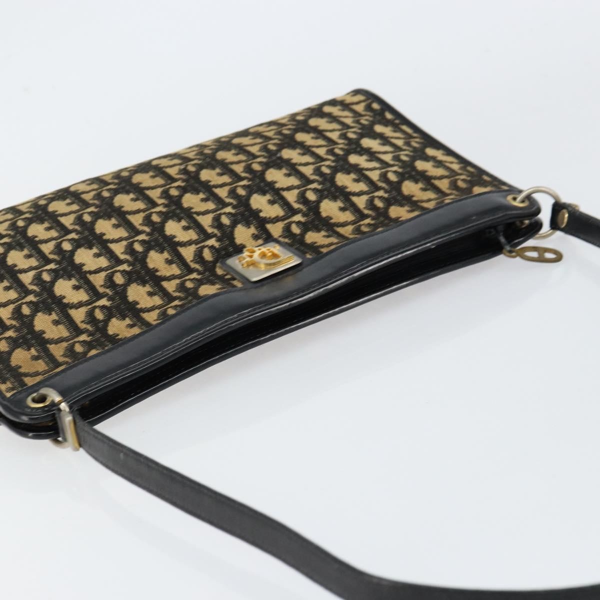 Christian Dior Vintage Trotter Shoulder Bag Canvas, NAVY, CANVAS, Shoulder bag