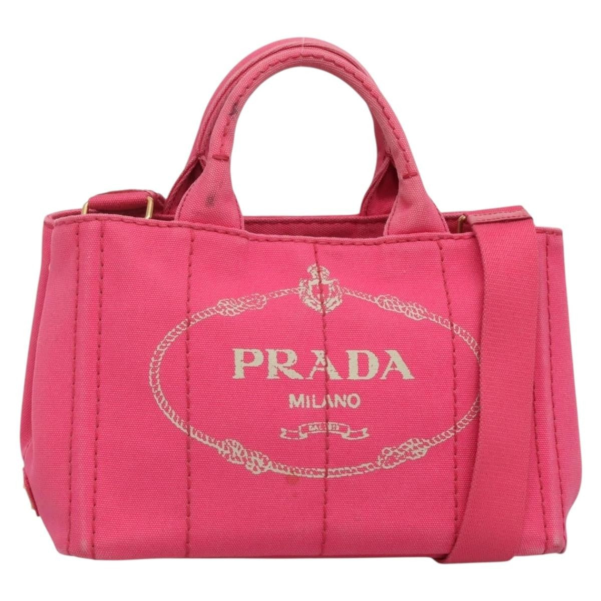Prada Canapa Convertible Tote Canvas, PINK, CANVAS, Tote bag