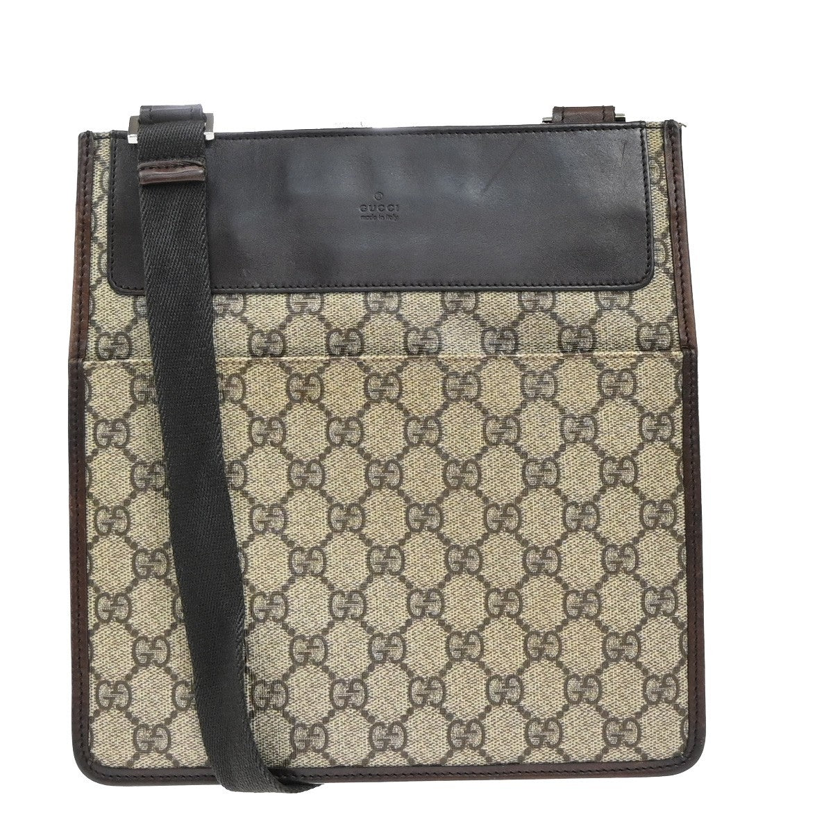 Gucci Front Pocket Messenger Canvas, BROWN, PVC, Shoulder bag