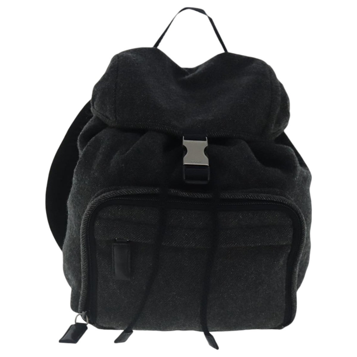 Prada Single Buckle Pocket Backpack Wool, GRAY, WOOL, Backpack