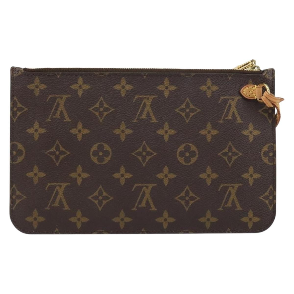 Louis Vuitton Neverfull Pochette Monogram Canvas, BROWN, CANVAS, Clutche & pouche