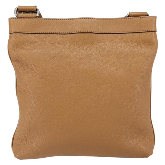 Salvatore Ferragamo Gancini Shoulder Bag Leather, BROWN, LEATHER, Shoulder bag