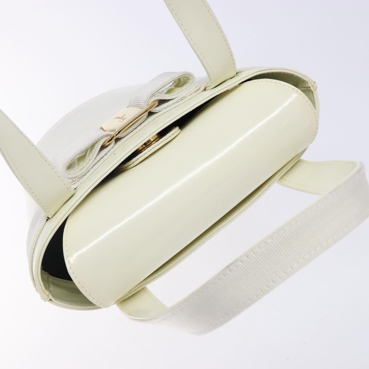 Salvatore Ferragamo Vara Bow Top Handle Bucket Bag Patent Leather, WHITE, PATENT_LEATHER, Handbag
