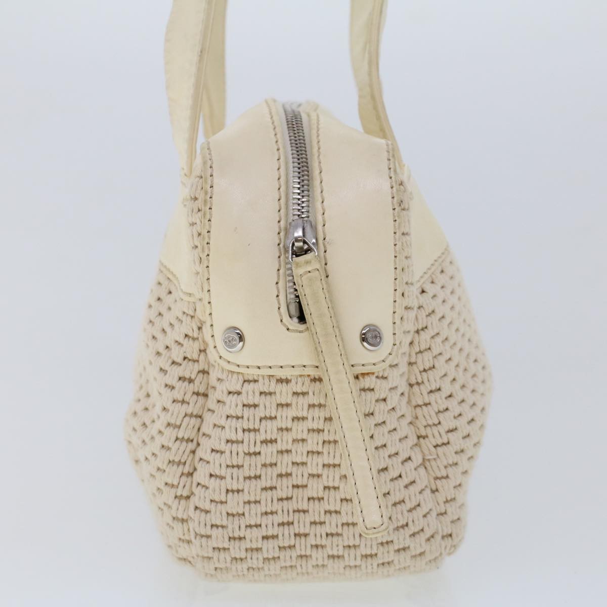 Chanel Vintage Shoulder Bag Canvas, WHITE, CANVAS, Shoulder bag