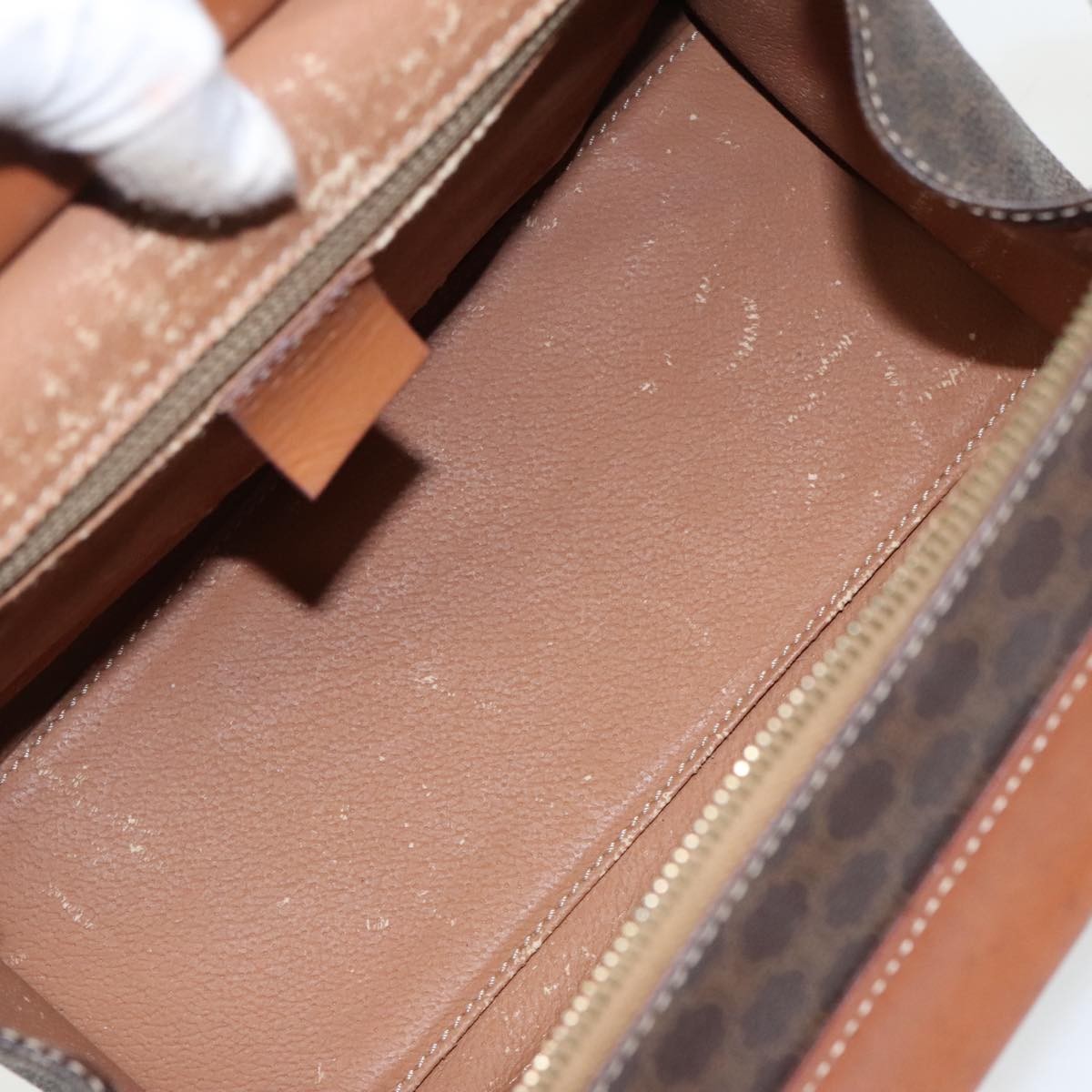 Celine Macadam Handbag Macadam with leather, BROWN, CANVAS, Handbag