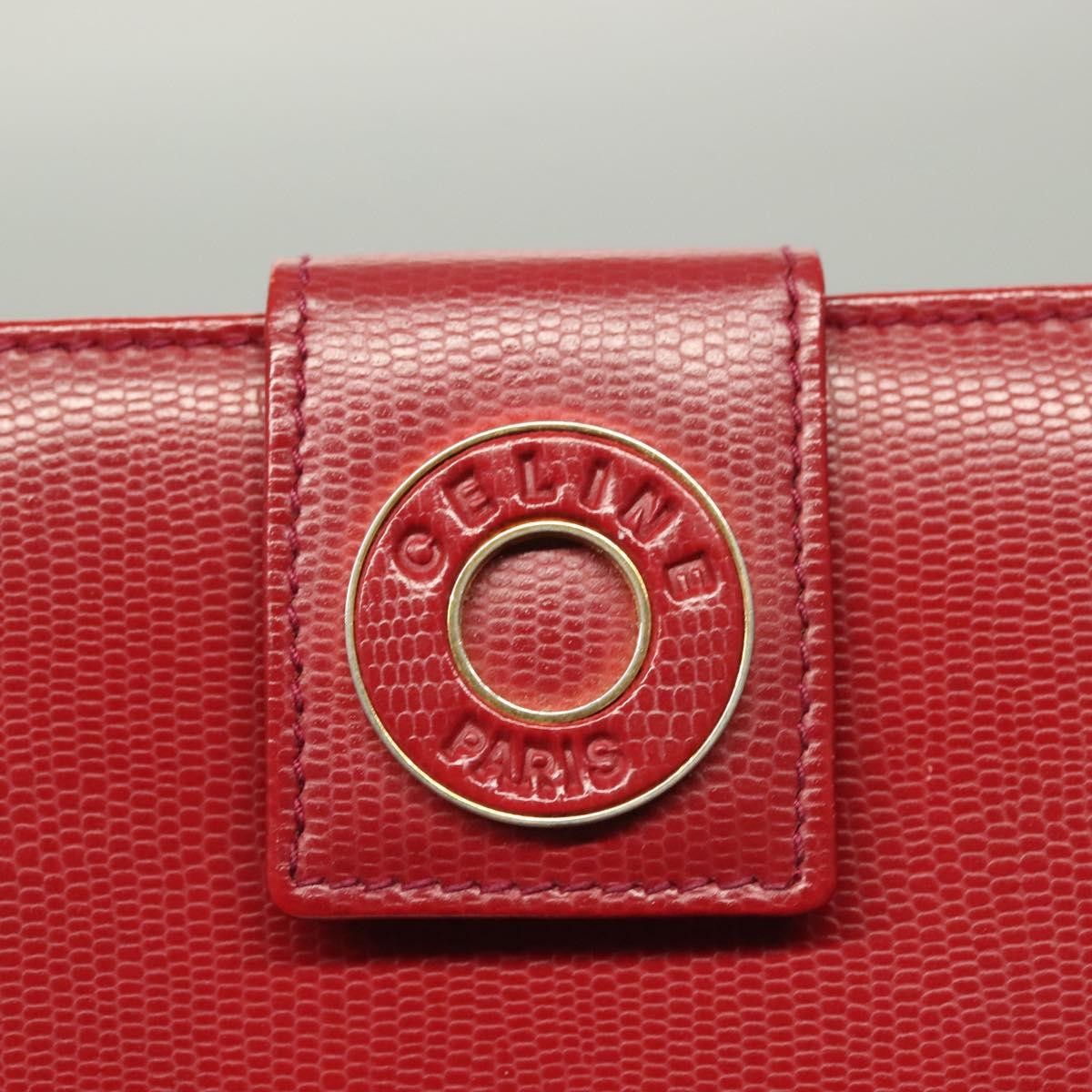 Celine Circle Logo Compact Wallet Leather, RED, LEATHER, Wallets
