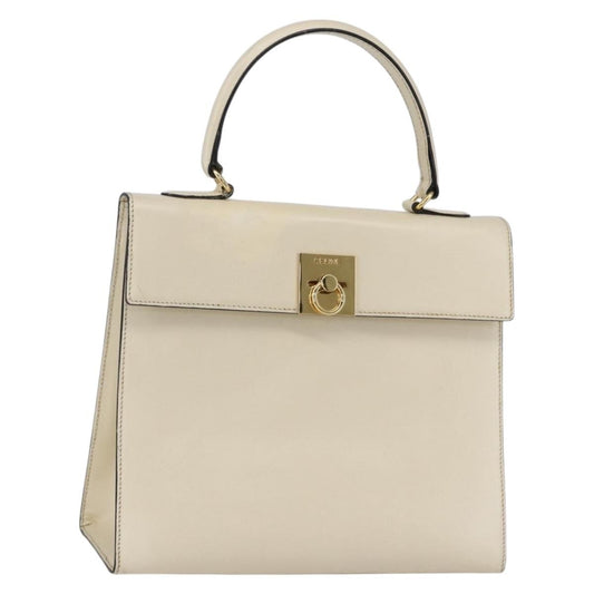 Celine Vintage Logo Top Handle Bag Leather, WHITE, LEATHER, Handbag