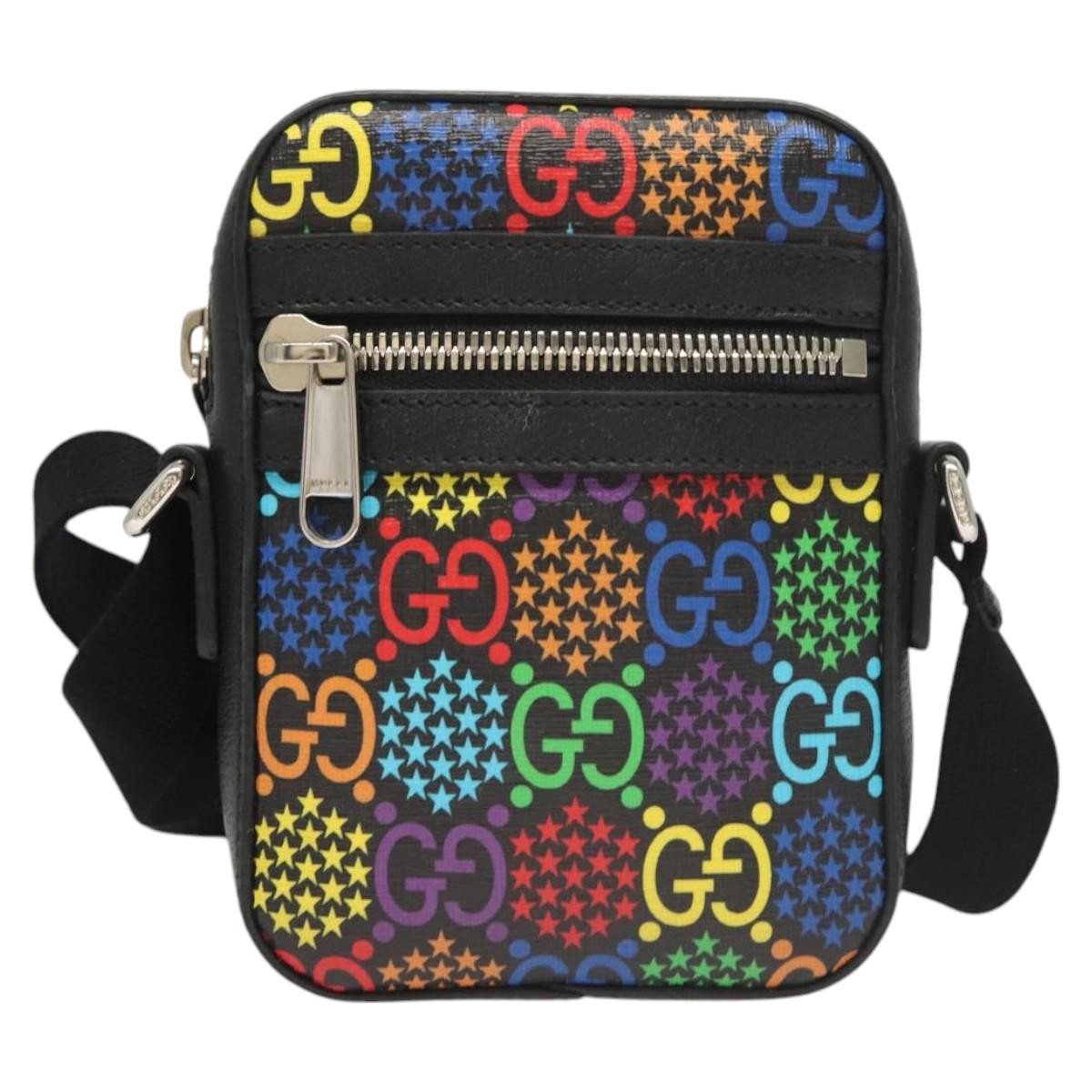 Gucci Front Zip Messenger Bag Psychedelic Print GG Coated Canvas, MULTICOLOUR, CANVAS, Shoulder bag