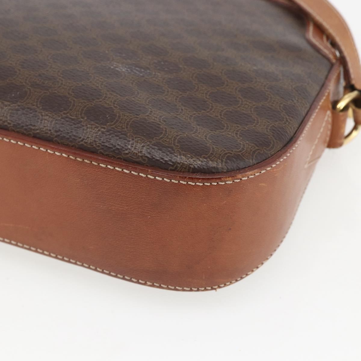 Celine Vintage Macadam Shoulder Bag Canvas and Leather, BROWN, CANVAS, Shoulder bag