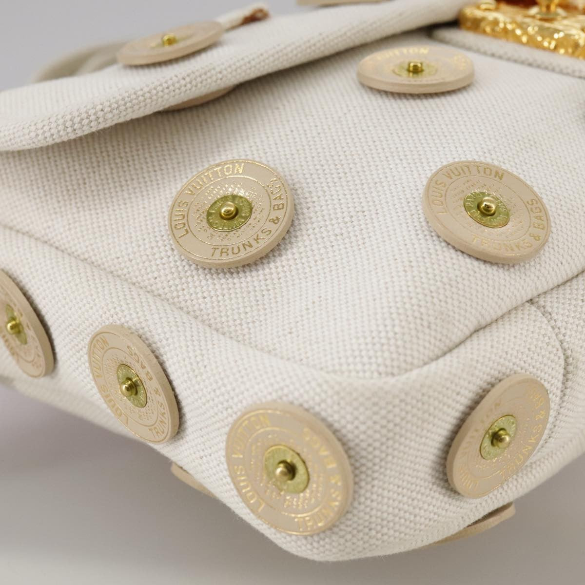 Louis Vuitton Polka Dot Panama Bowly Handbag Embellished Canvas, WHITE, CANVAS, Handbag